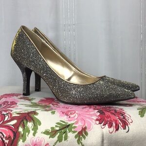 FIONI Night Mira Multi Silver Gold Sparkling Point Toe Pumps